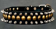 Leather Spiked and Studded Collar 3 Rows - Mastiff dog collar Leather Spiked and Studded Collar 3 Rows - Mastiff dog collar