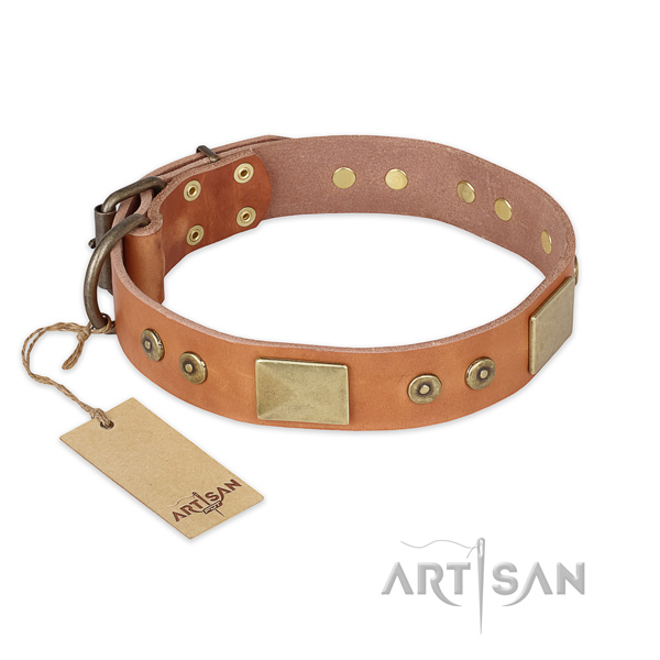 Fashionable leather dog collar for comfortable wearing