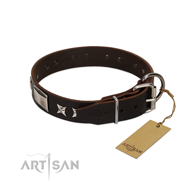 Easy to adjust collar of full grain leather for your attractive four-legged friend