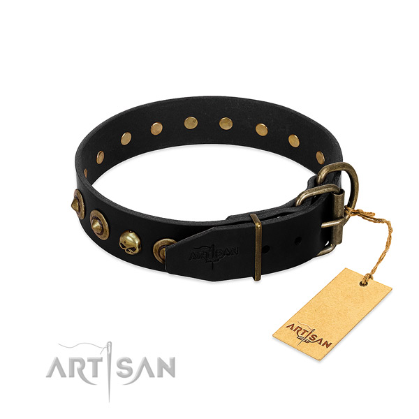 Leather collar with inimitable embellishments for your pet