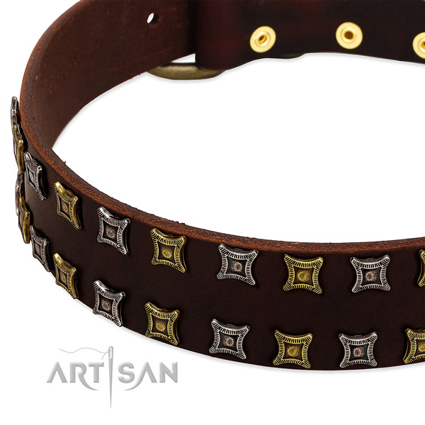 Gentle to touch leather dog collar for your attractive canine