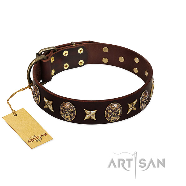 Handmade full grain natural leather collar for your pet